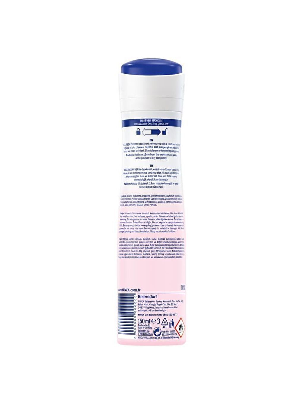 NIVEA Şeffaf Kadın Sprey Deodorant Fresh Cherry, 48 Saat Anti-Perspirant Koruma, 150 ml X3 Adet, - 2