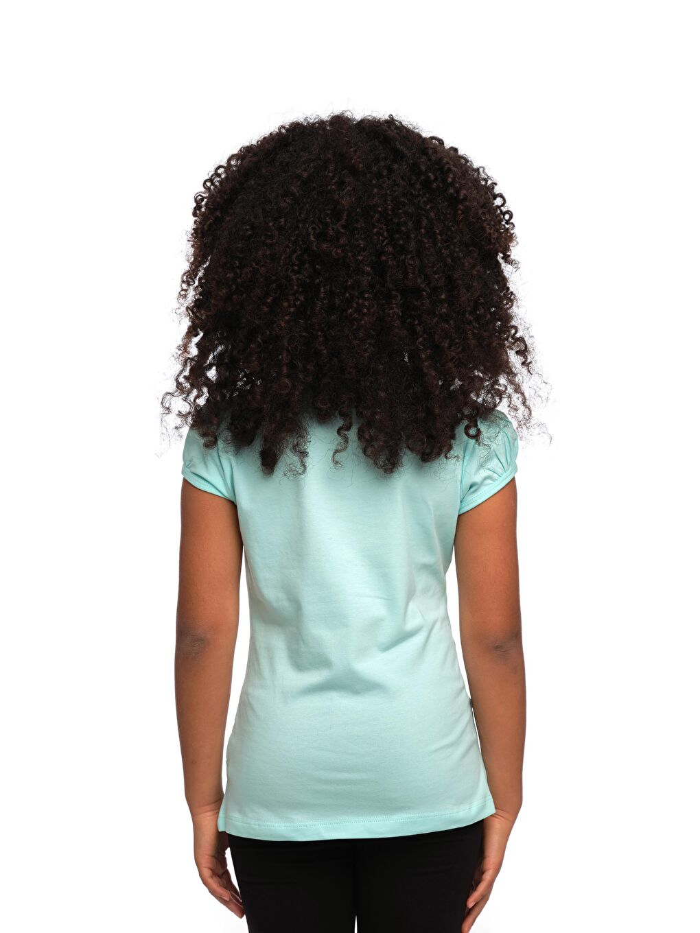 Turkuaz Mint Kız Çocuk Kısa Kollu Basıc Tişört-2