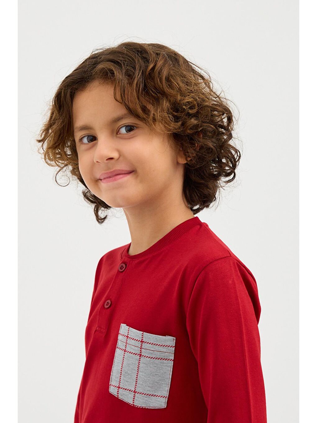 Erkek Çocuk Think Happy Çizgili Pijama Takımı Bordo-2