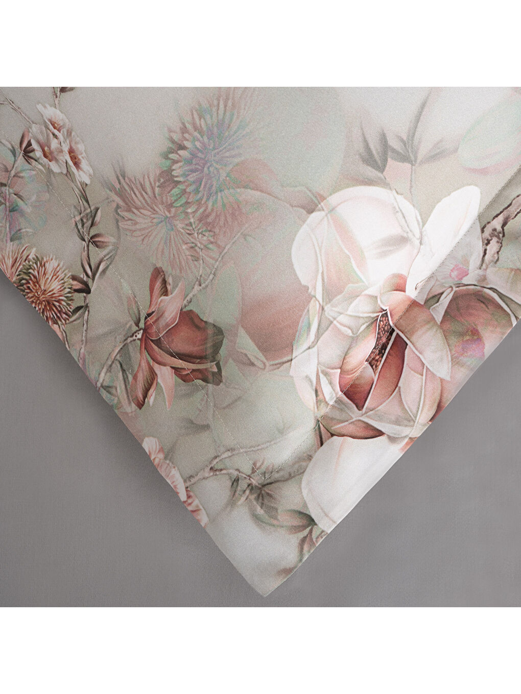 Turkuaz Bloomy Çiçek Senfonisi Çift Kişilik %100 Ege Pamuğu Nevresim Takımı - Çarşaflı - 4 Yastıklı Mint-3