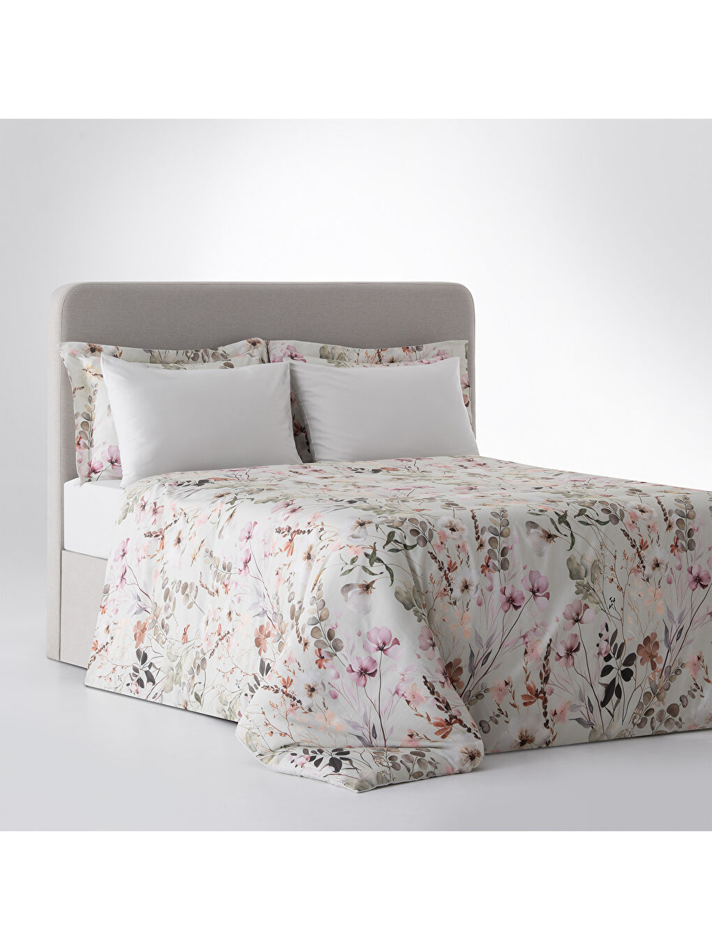 Turkuaz Florissa Bahar Dokusu Çift Kişilik %100 Ege Pamuğu Nevresim Takımı - Çarşaflı - 4 Yastıklı Mint-1