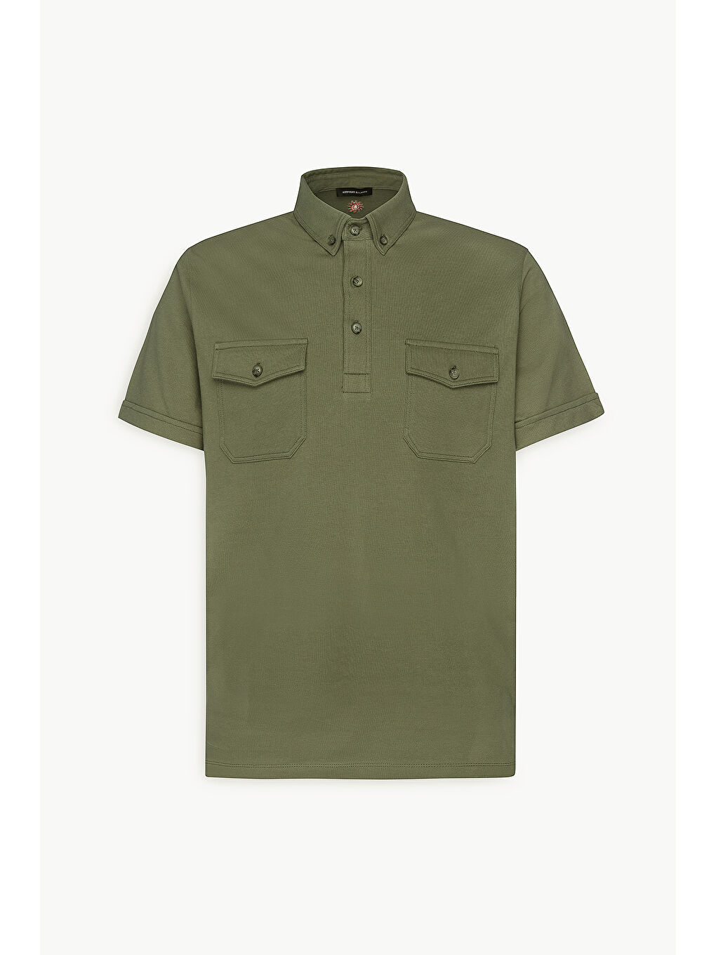 Erkek Haki Slim Fit Dar Kesim %100 Pamuk Polo Yaka Tişört-5