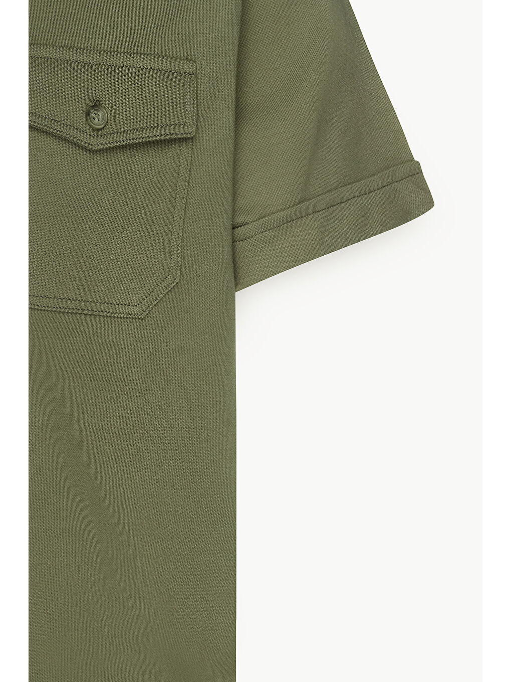 Erkek Haki Slim Fit Dar Kesim %100 Pamuk Polo Yaka Tişört-7