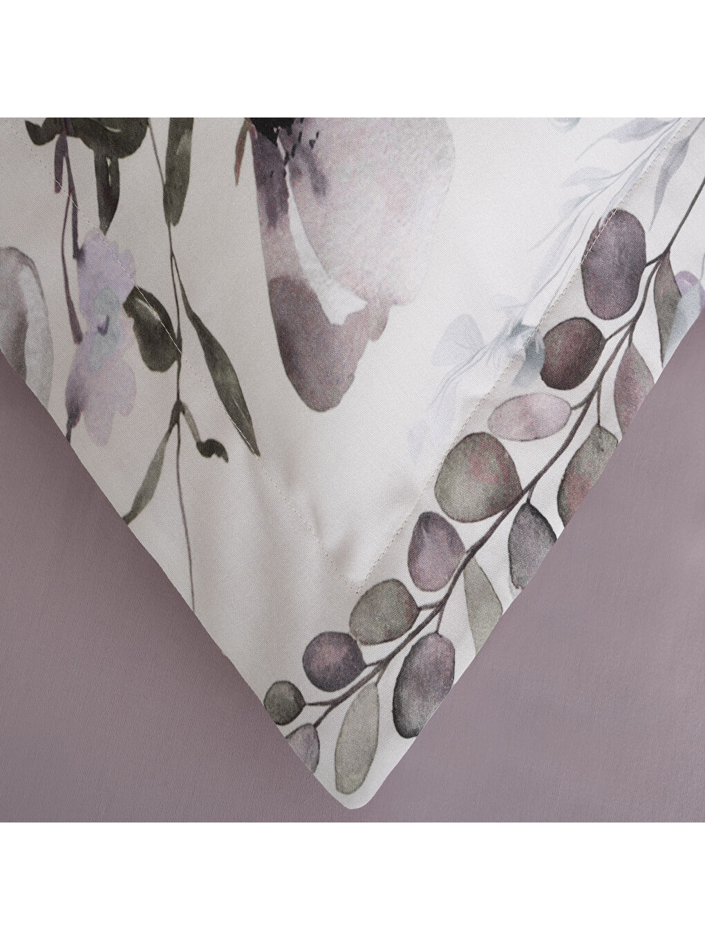 Florissa Bahar Dokusu Çift Kişilik %100 Ege Pamuğu Nevresim Takımı - Çarşaflı - 4 Yastıklı Lila-4