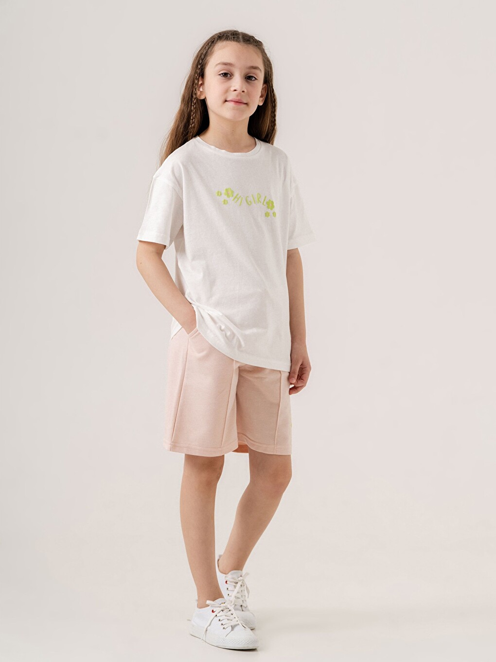 Pembe Hi Girl Baskılı Kız Çocuk Alt Üst Takımı-1