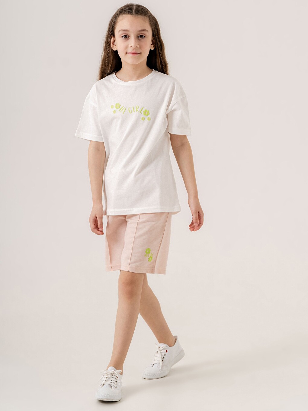 Pembe Hi Girl Baskılı Kız Çocuk Alt Üst Takımı-3