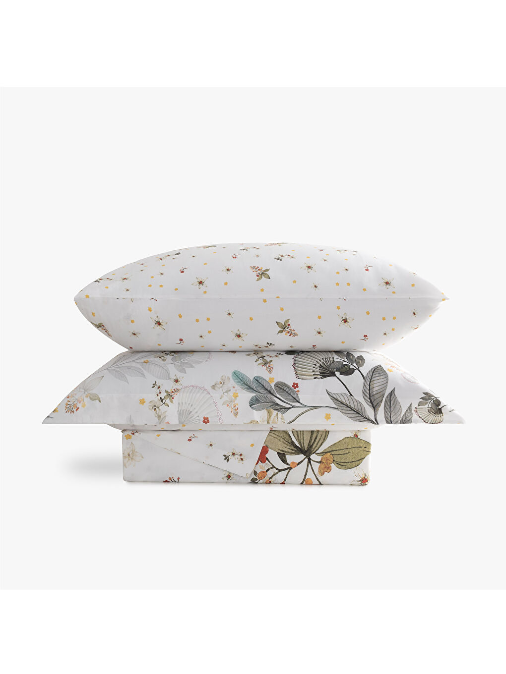 Karışık Gardenya Sessiz Bahar Çift Kişilik %100 Ege Pamuğu Nevresim Takımı - Çarşaflı - 4 Yastıklı Renkli-2