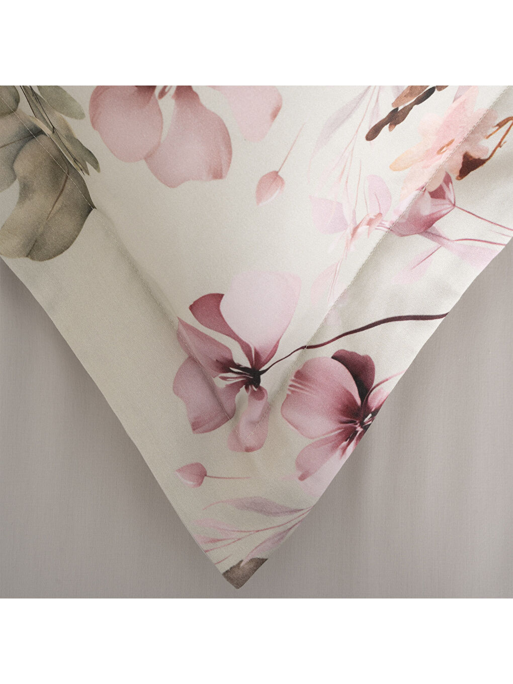 Turkuaz Florissa Bahar Dokusu Çift Kişilik %100 Ege Pamuğu Nevresim Takımı - Çarşaflı - 4 Yastıklı Mint-3