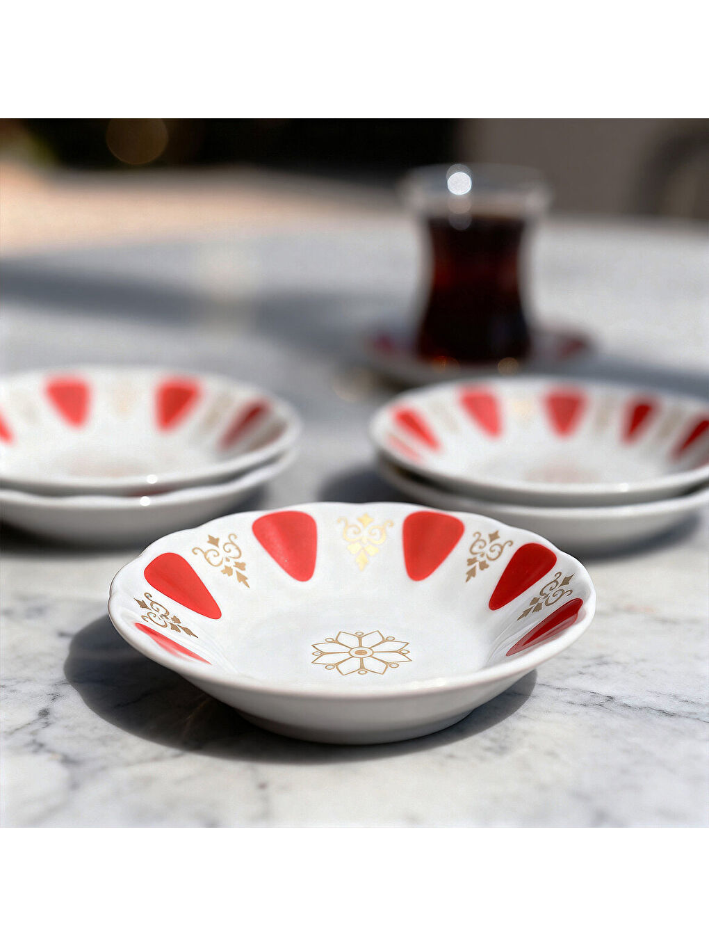 Ekru Acem 6 Parça 10 cm Porselen Çay Tabağı Seti