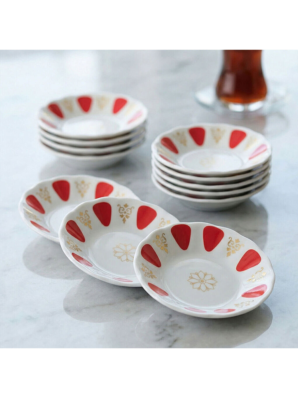 Ekru Acem 6 Parça 10 cm Porselen Çay Tabağı Seti-1