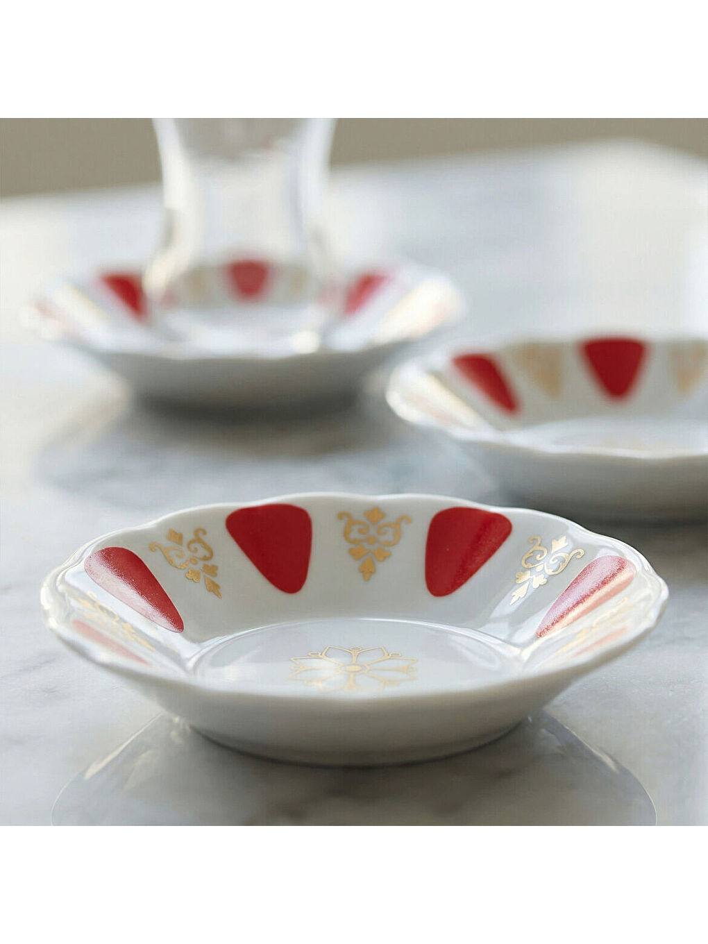 Ekru Acem 6 Parça 10 cm Porselen Çay Tabağı Seti-2