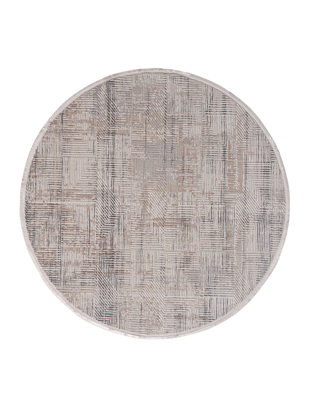 Bej Leo 2978 Modern Dokuma Yuvarlak Halı-160x160 (Yuvarlak)