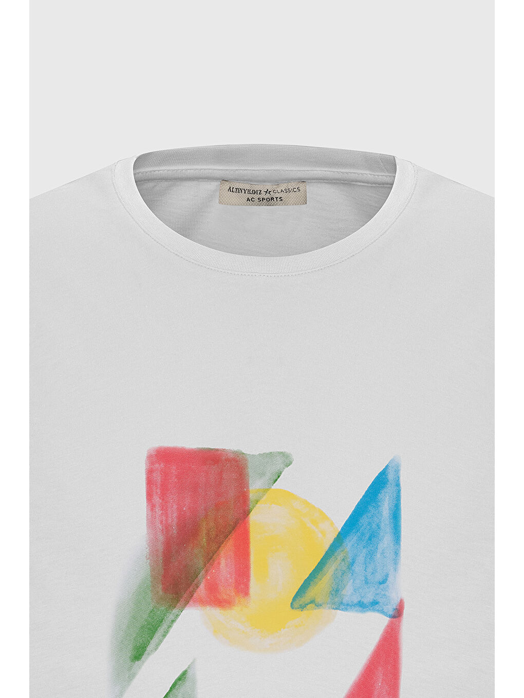 Erkek Beyaz Slim Fit Dar Kesim Pamuklu Baskılı Bisiklet Yaka Tişört-5