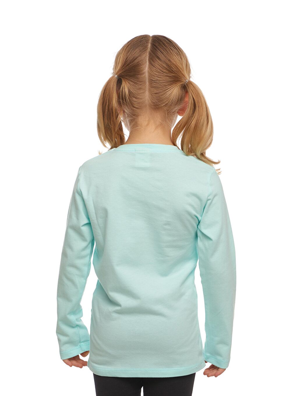 Turkuaz Mint Unısex Sıfır Yaka Uzun Kollu Tişört-2