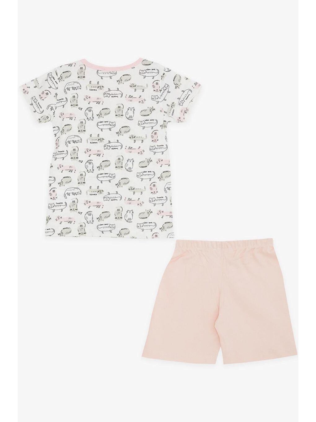 Kız Bebek Şortlu Pijama Takımı Kedicik Desenli Beyaz (9 Ay-2 Yaş)-1
