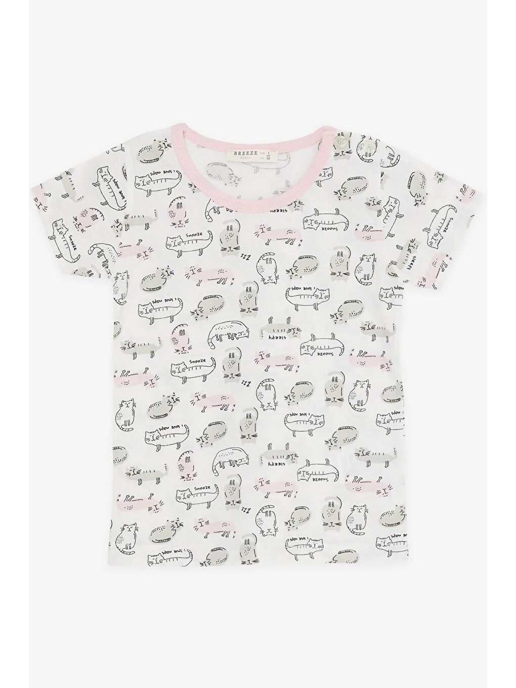 Kız Bebek Şortlu Pijama Takımı Kedicik Desenli Beyaz (9 Ay-2 Yaş)-2