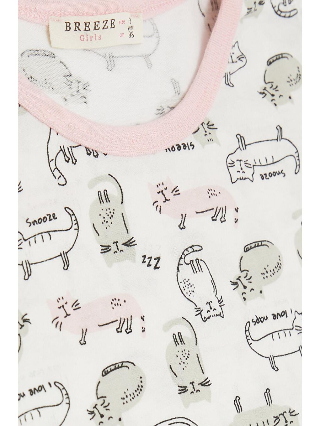 Kız Bebek Şortlu Pijama Takımı Kedicik Desenli Beyaz (9 Ay-2 Yaş)-3