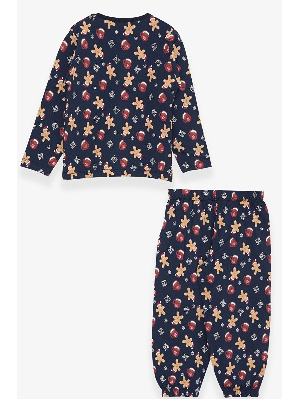 Erkek Bebek Pijama Takımı Kurabiye Desenli Lacivert (9 Ay-1 Yaş)-1