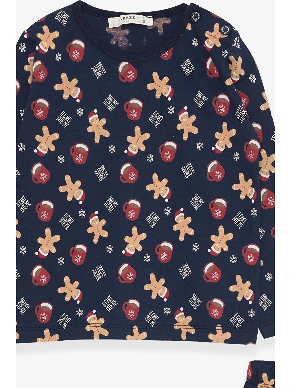 Erkek Bebek Pijama Takımı Kurabiye Desenli Lacivert (9 Ay-1 Yaş)-2