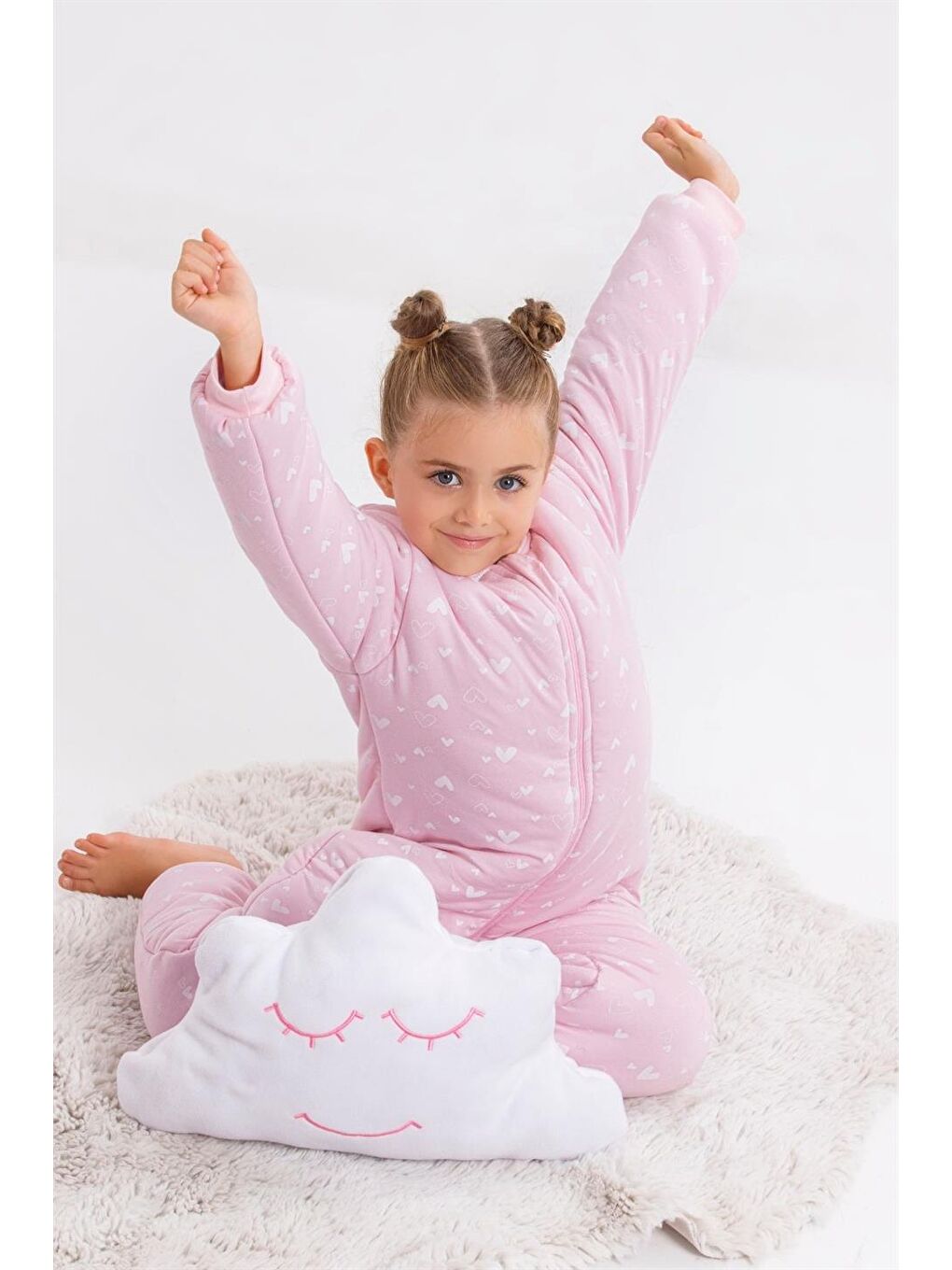 Pembe Kız Erkek Çocuk Kalın Elyaf Dolgulu Premium Kalite 2.5 Tog Desenli Uyku Tulumu-2