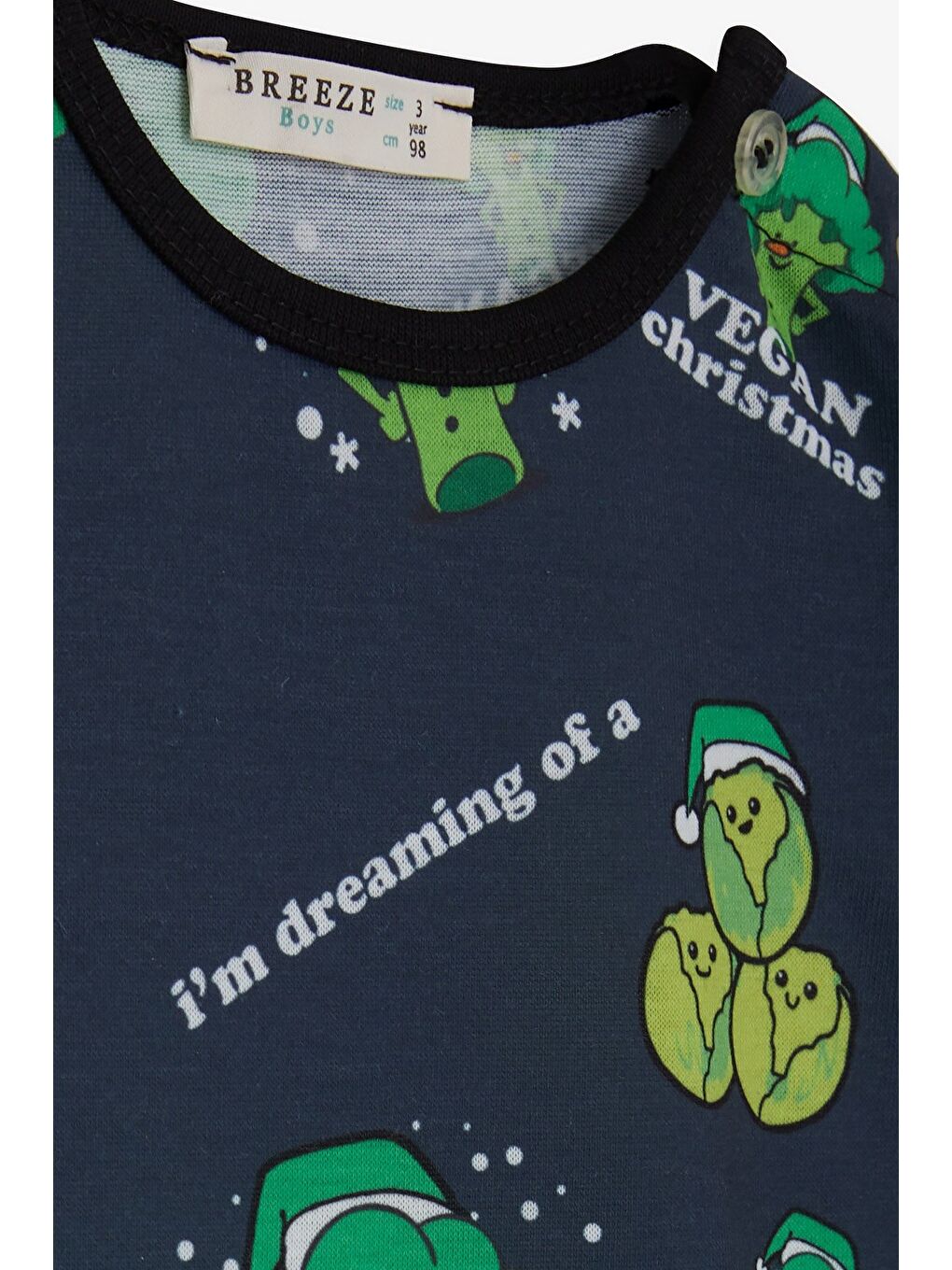 Gri Erkek Bebek Pijama Takımı Sağlıklı Beslenme Temalı Füme (9 Ay)-2