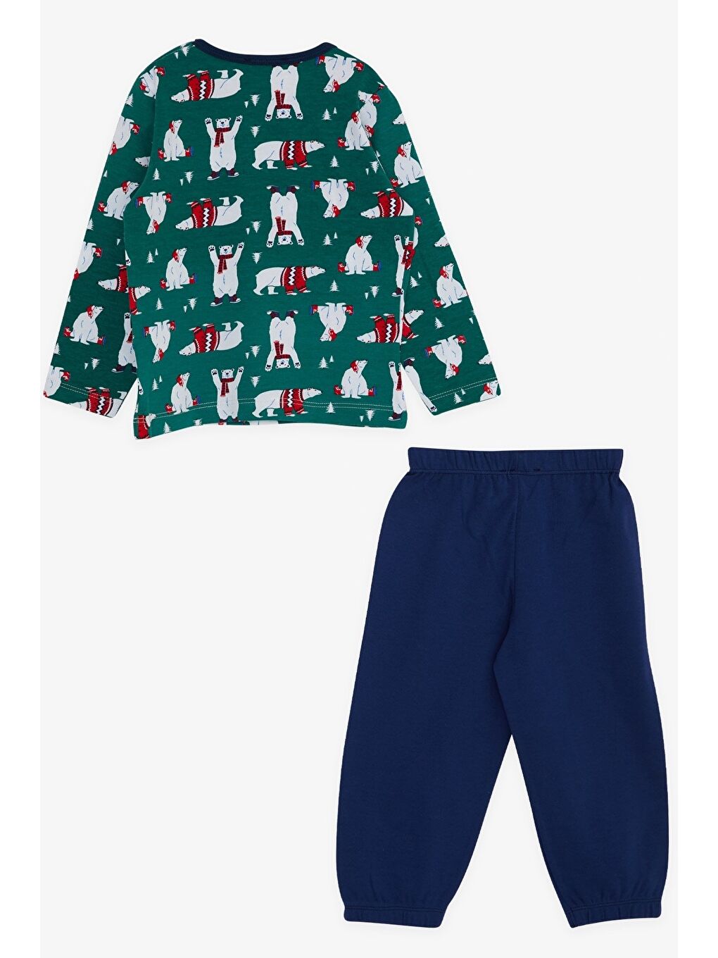 Erkek Bebek Pijama Takımı Sevimli Kutup Ayısı Desenli Yeşil (9 Ay)-1
