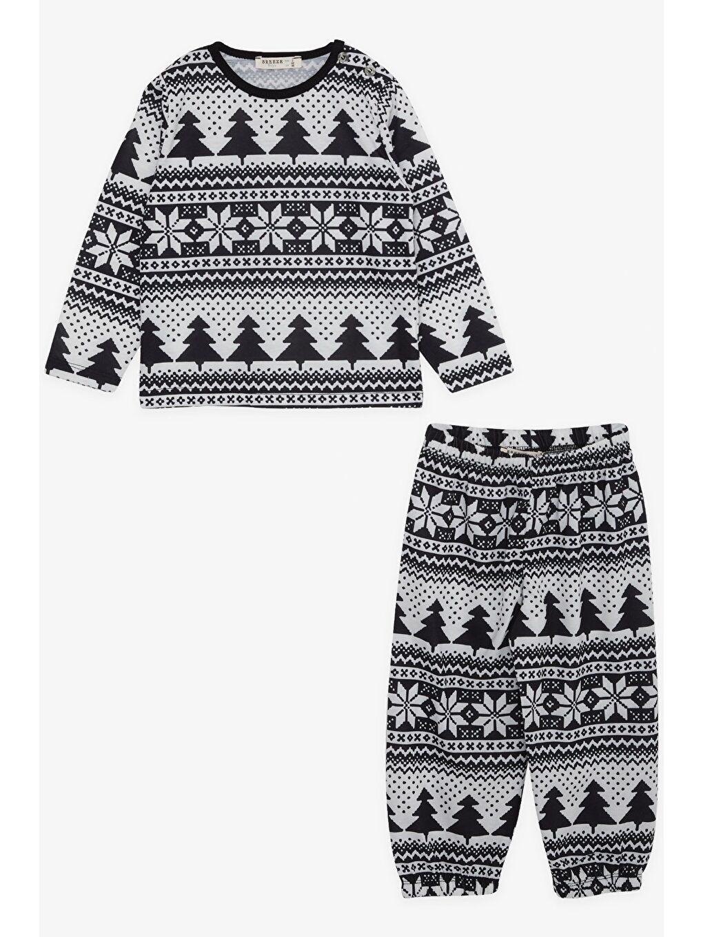 Erkek Bebek Pijama Takımı Çam Ağacı Desenli Karışık Renk (9 Ay)