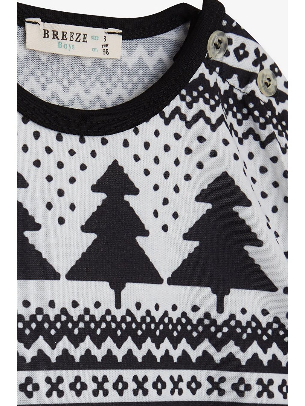 Erkek Bebek Pijama Takımı Çam Ağacı Desenli Karışık Renk (9 Ay)-4