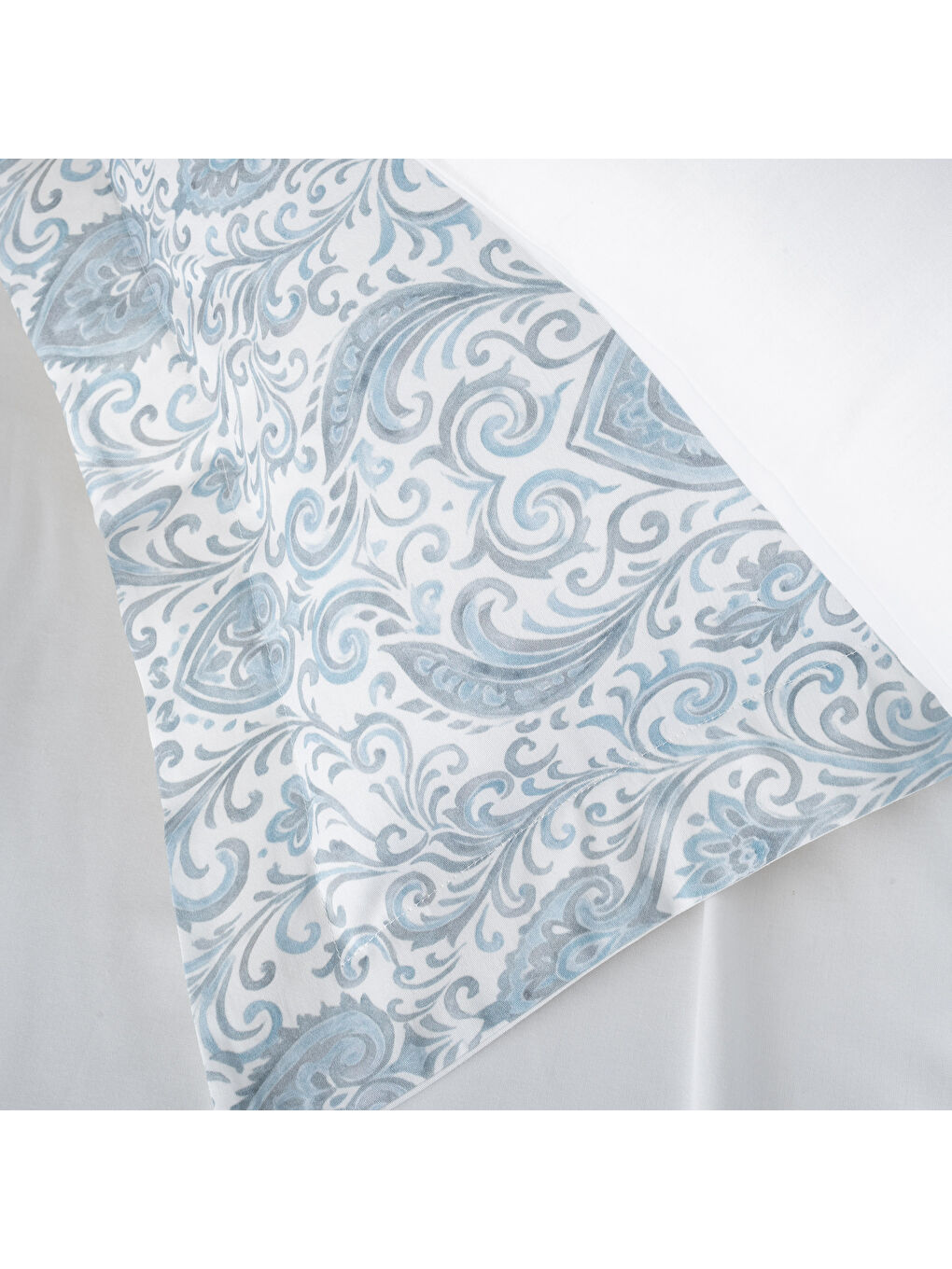 Serena Zarif Denge Çift Kişilik %100 Ege Pamuğu Nevresim Takımı - Çarşaflı - 4 Yastıklı Mavi-3