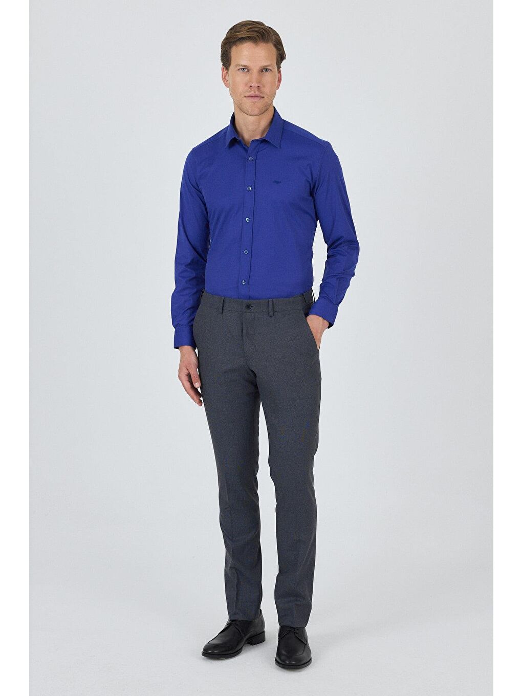 Lacivert Filafil Yan Cep Açık Paça Slim Fit Ayarlanabilir Kemer Pantolon 1003250123-2