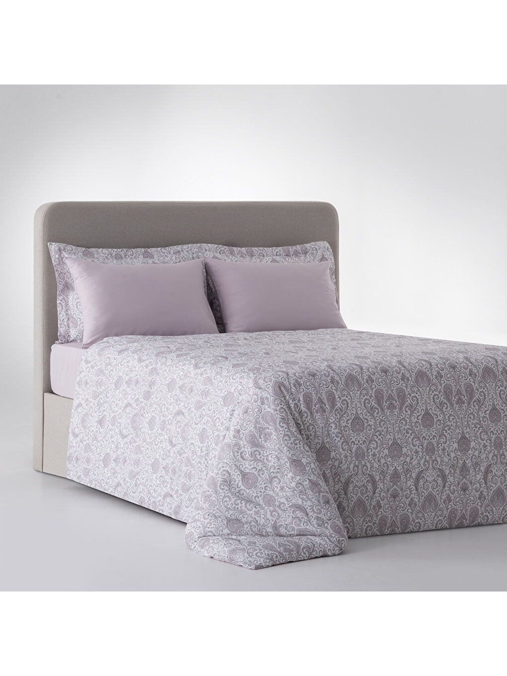 Serena Zarif Denge Çift Kişilik %100 Ege Pamuğu Nevresim Takımı - Çarşaflı - 4 Yastıklı Lila-1