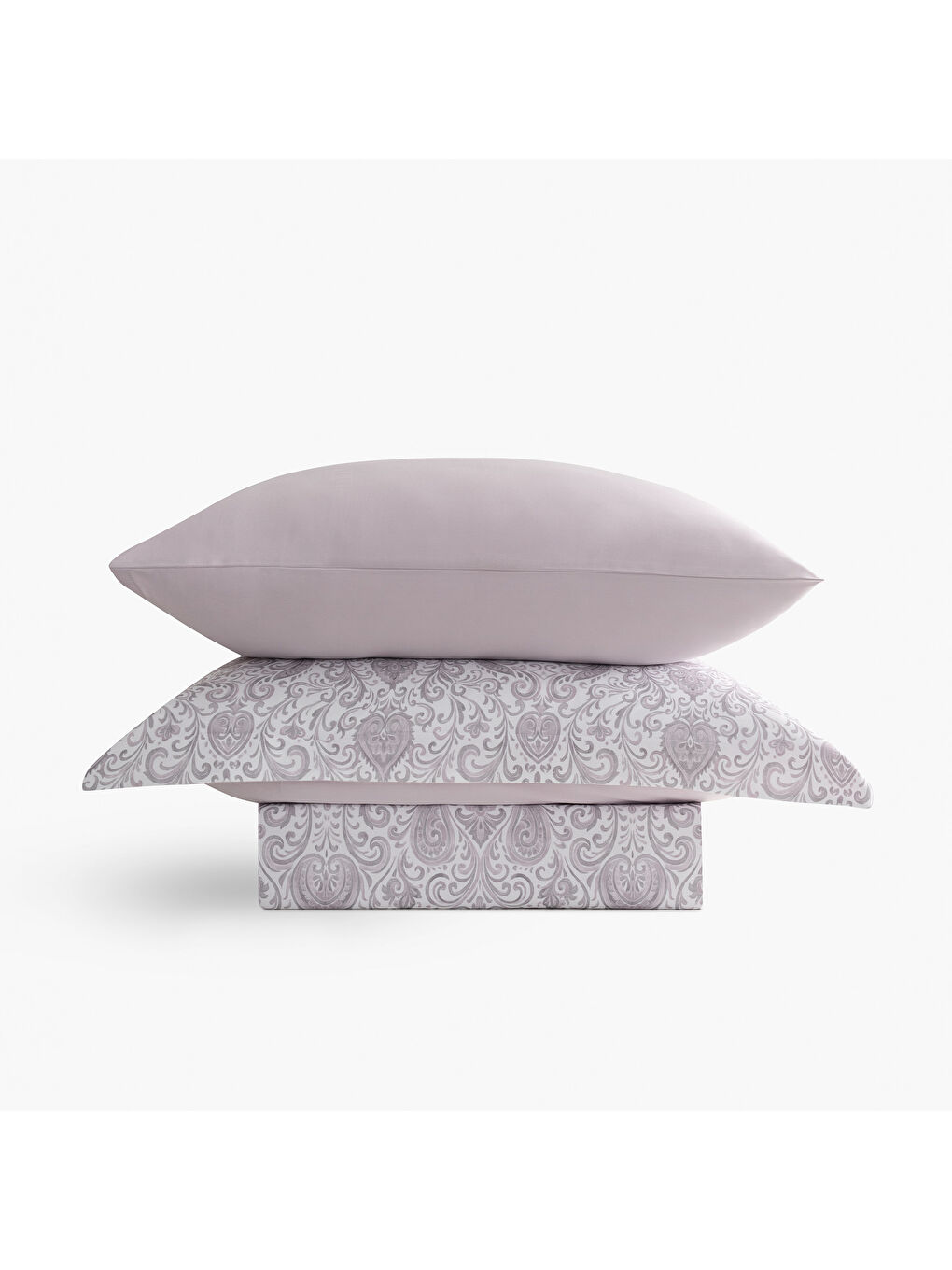 Serena Zarif Denge Çift Kişilik %100 Ege Pamuğu Nevresim Takımı - Çarşaflı - 4 Yastıklı Lila-2