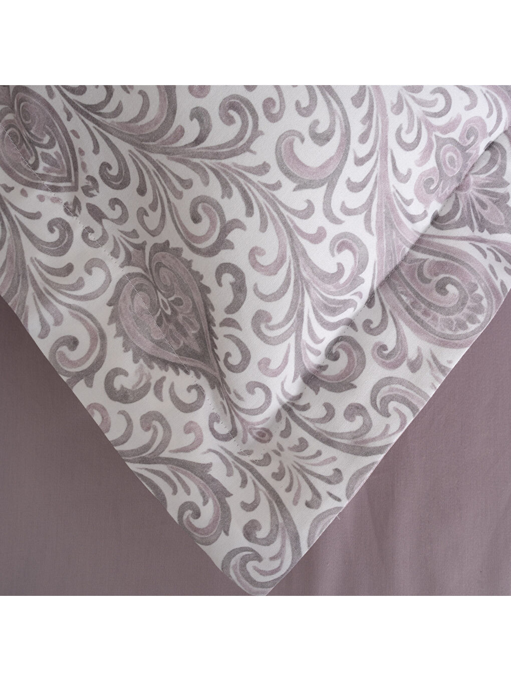 Serena Zarif Denge Çift Kişilik %100 Ege Pamuğu Nevresim Takımı - Çarşaflı - 4 Yastıklı Lila-3