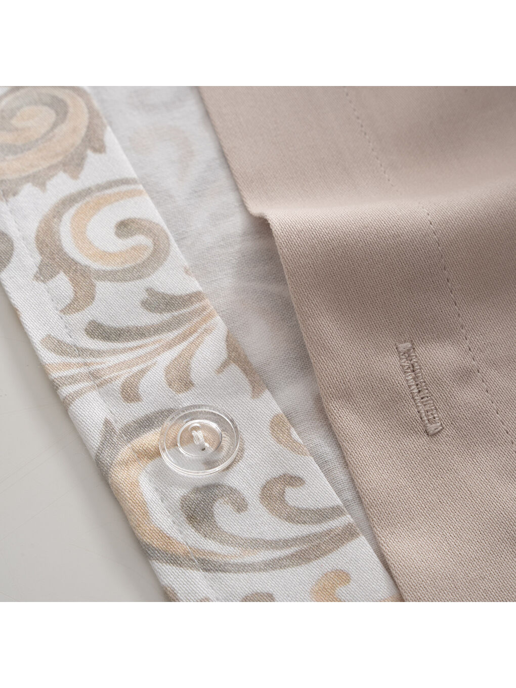 Serena Zarif Denge Çift Kişilik %100 Ege Pamuğu Nevresim Takımı - Çarşaflı - 4 Yastıklı Bej-4