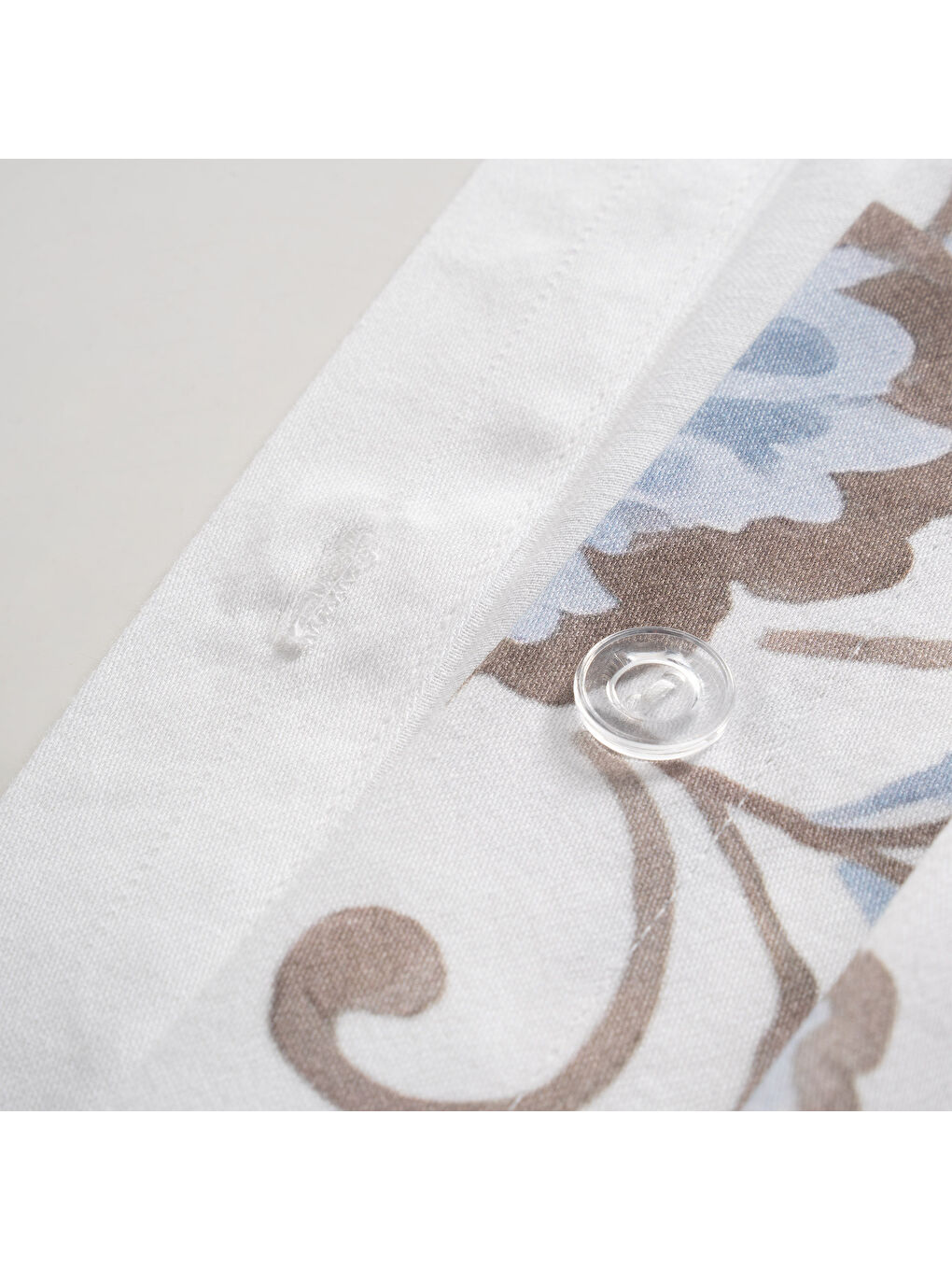 Ekru Verona Zarif Bahçe Çift Kişilik %100 Ege Pamuğu Nevresim Takımı - Çarşaflı - 4 Yastıklı Krem-Mavi-4