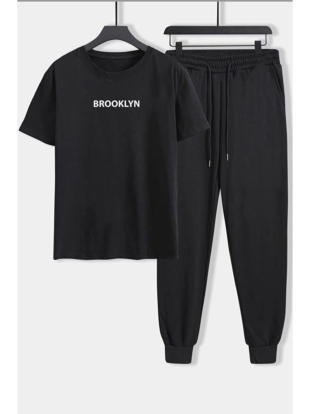 uyguntarz Siyah Unisex Brooklyn Baskılı 2'li Eşofman Takımı