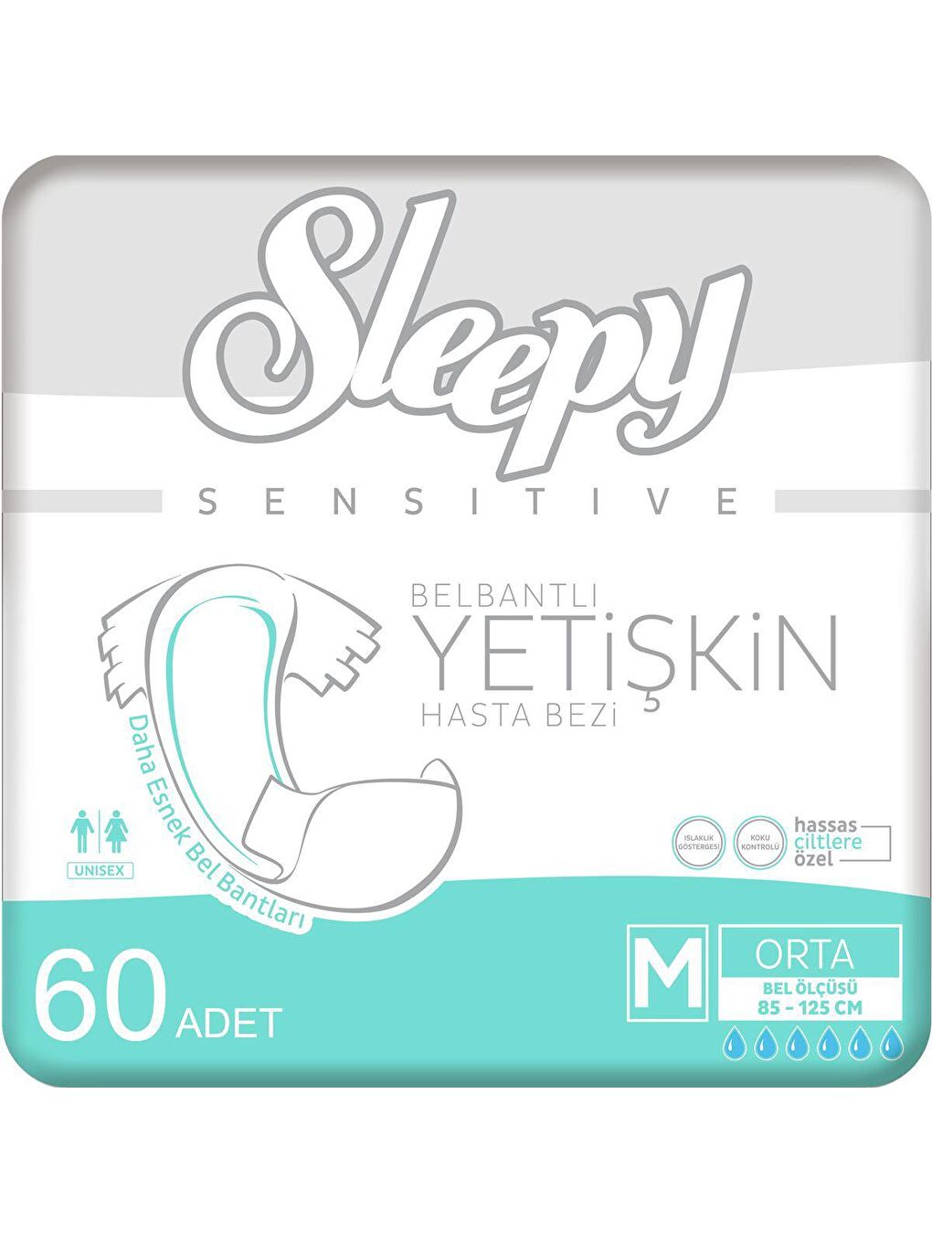 Sleepy Beyaz 2'li Medium Yetişkin Hasta Bezi 30x2 (60 Adet)