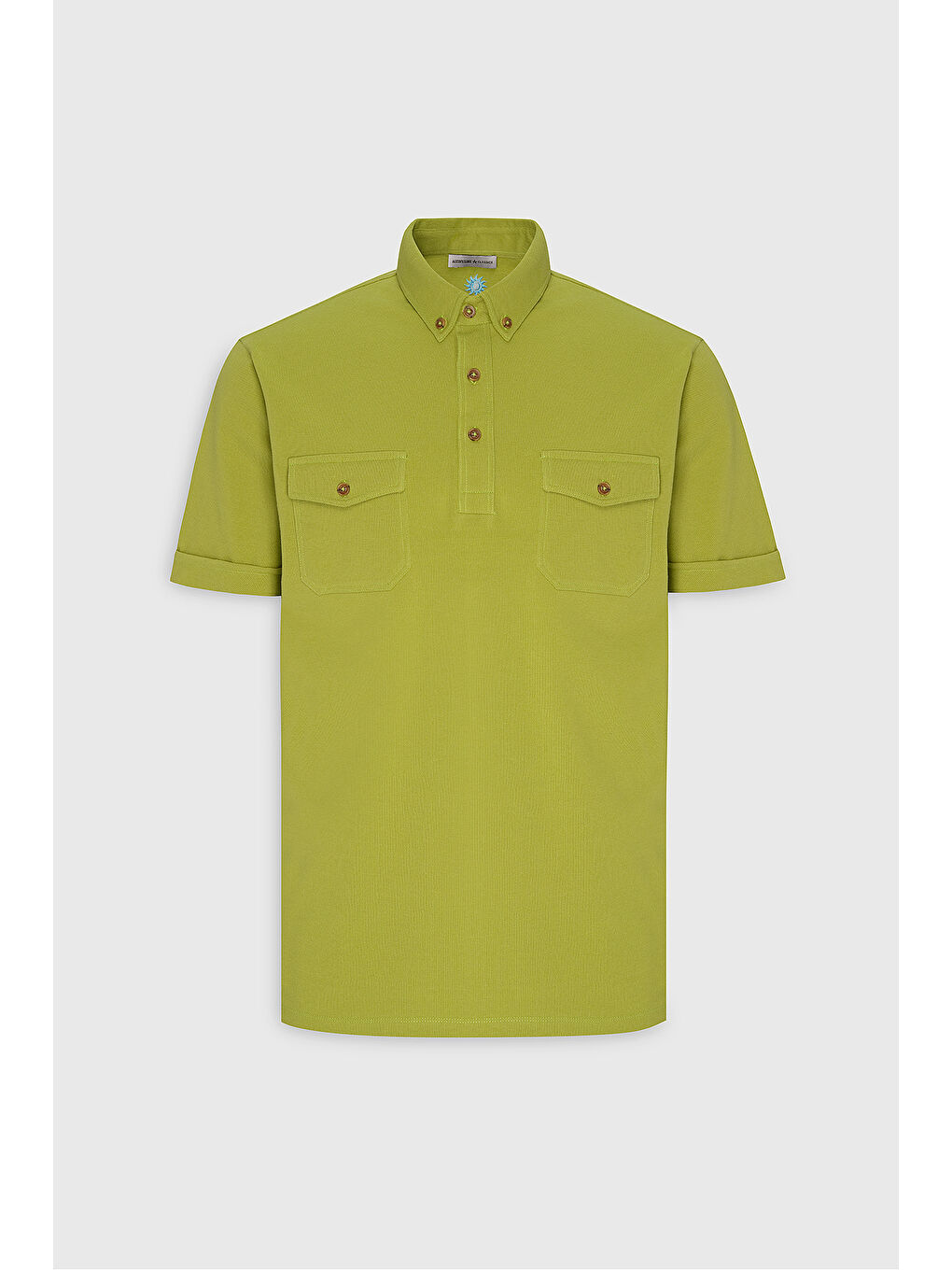 Erkek Fıstık Yeşil Slim Fit Dar Kesim %100 Pamuk Polo Yaka Tişört-4