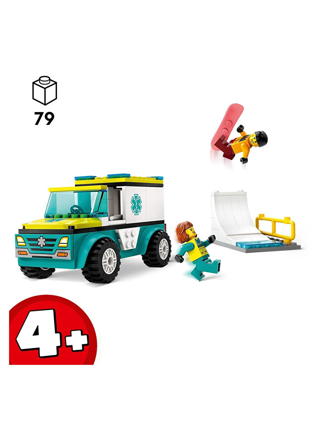 Lego Renksiz City Acil Ambulansı Ve Snowboardcu 60403 - 2