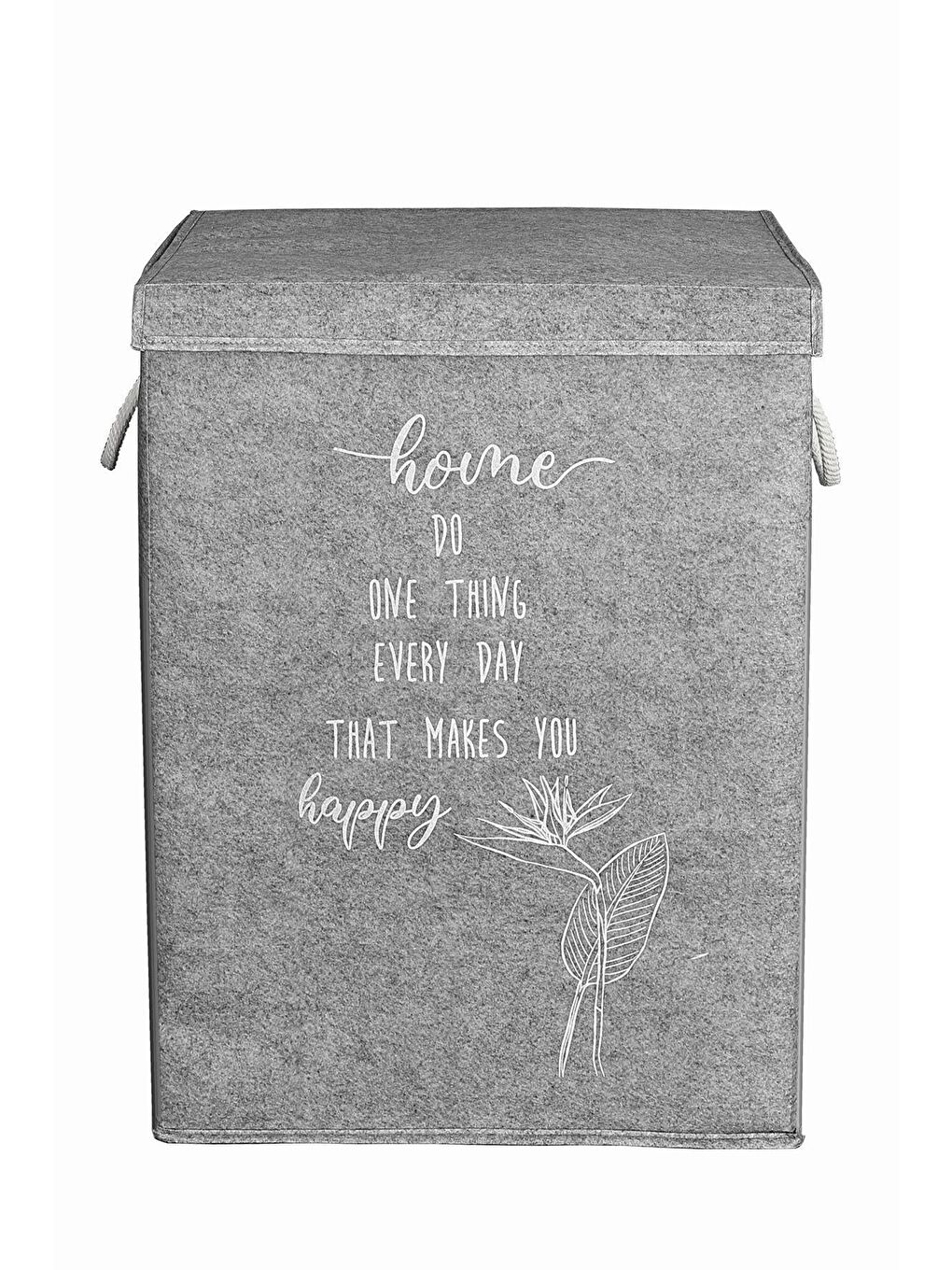 Keçe Kapaklı Kirli Çamaşır Sepeti - Çok Amaçlı Saklama Kutusu Mega Hurç Gri-4