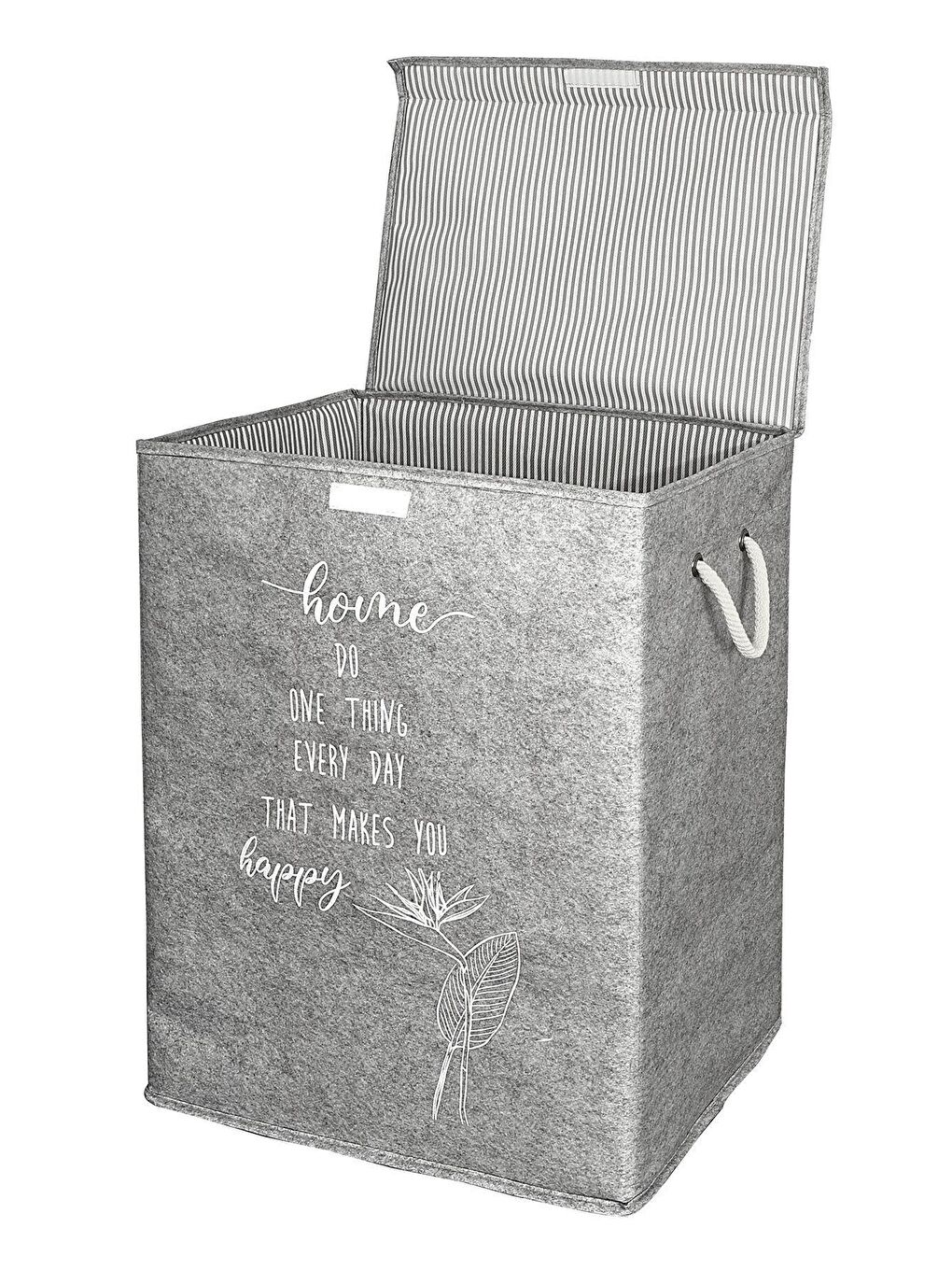 Keçe Kapaklı Kirli Çamaşır Sepeti - Çok Amaçlı Saklama Kutusu Mega Hurç Gri-5