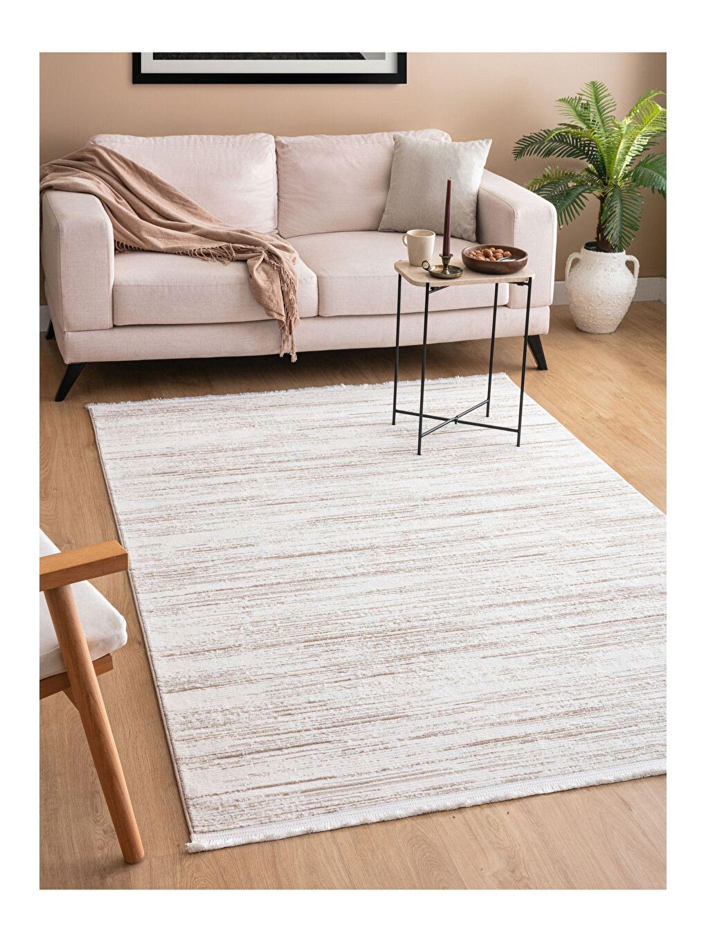 Vals Bej Dokuma Makine Halısı  80x200