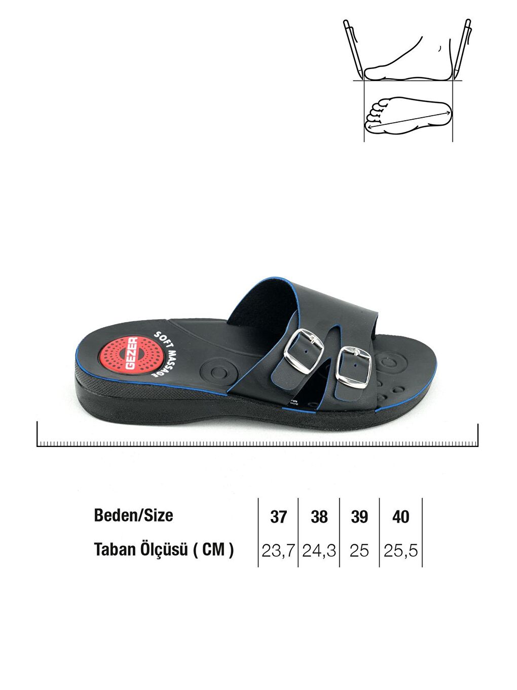 Siyah Yazlık Kadın İki Toka Ayarlanabilir Suni Deri Soft Masaj Taban Terlik-1