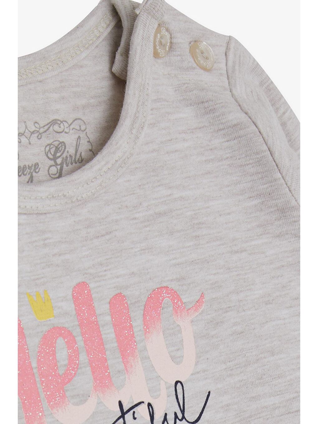 Kız Bebek Uzun Kollu Elbise Baskılı Tüllü Bej Melanj (1.5 Yaş)-2