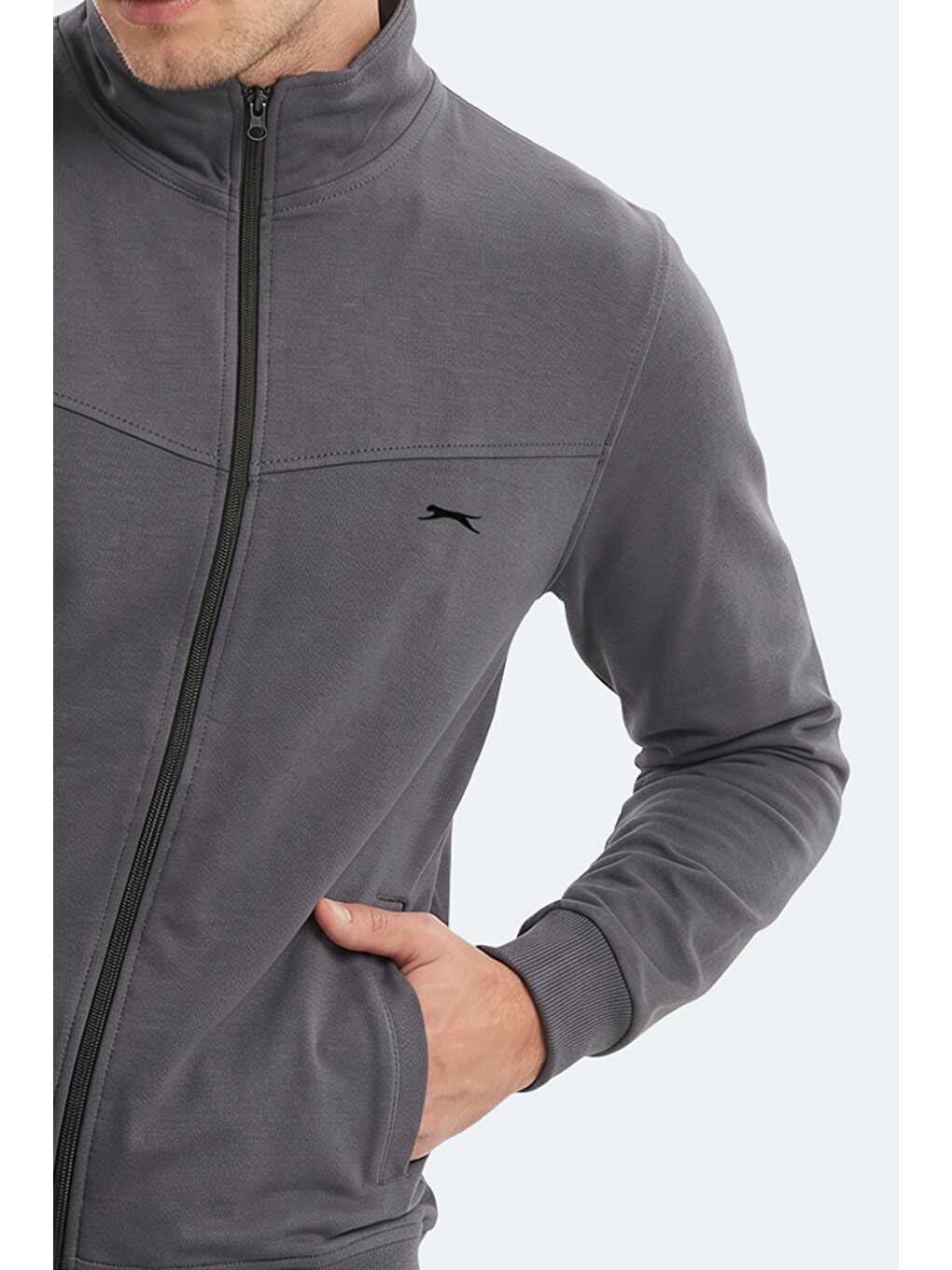 Boost Gear Erkek Fermuarlı Dik Yaka Cepli Koyu Gri Eşofman Takımı-1