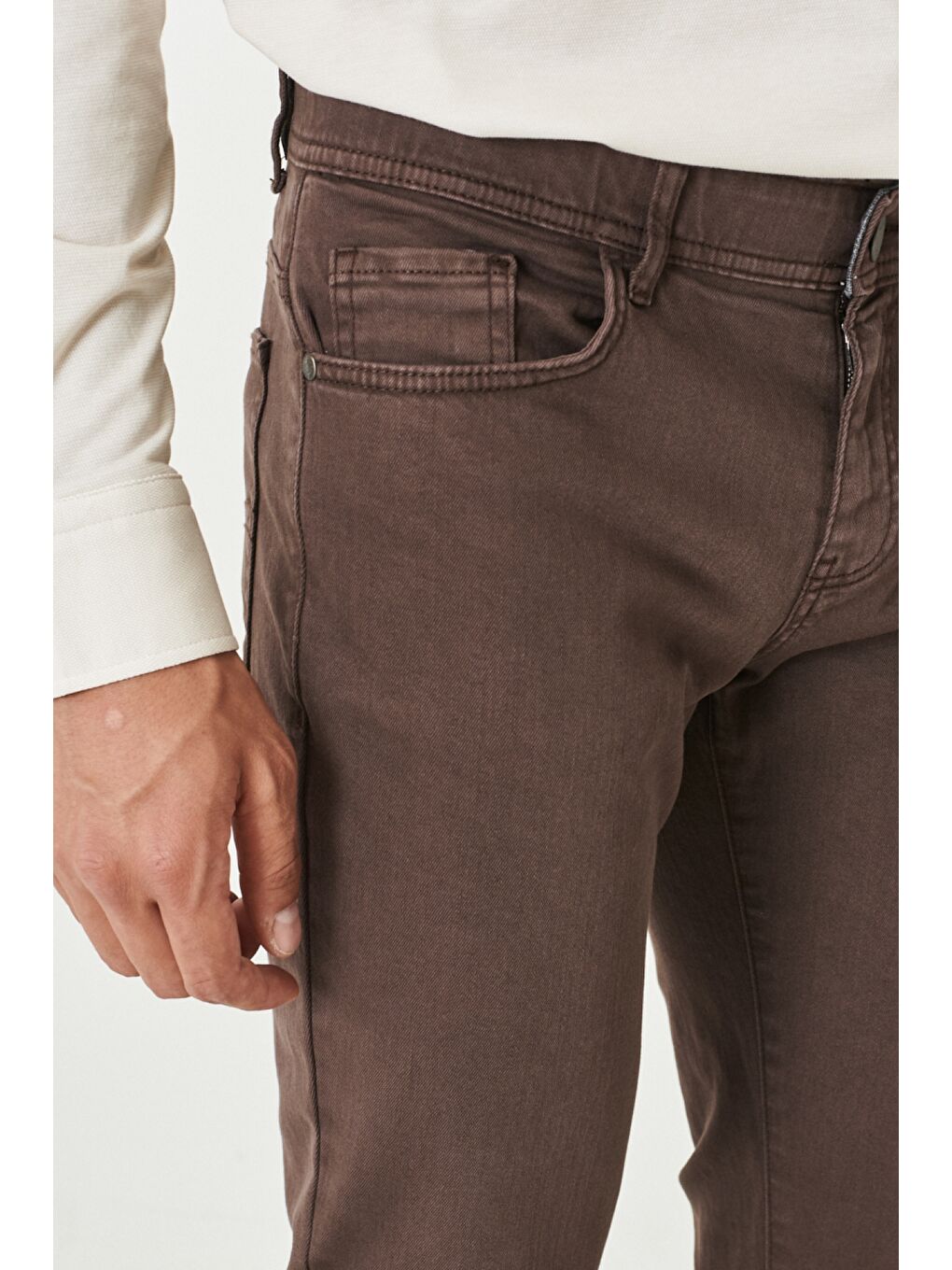 Erkek Kahverengi 360 Derece Her Yöne Esneyen Rahat Slim Fit Pantolon-3