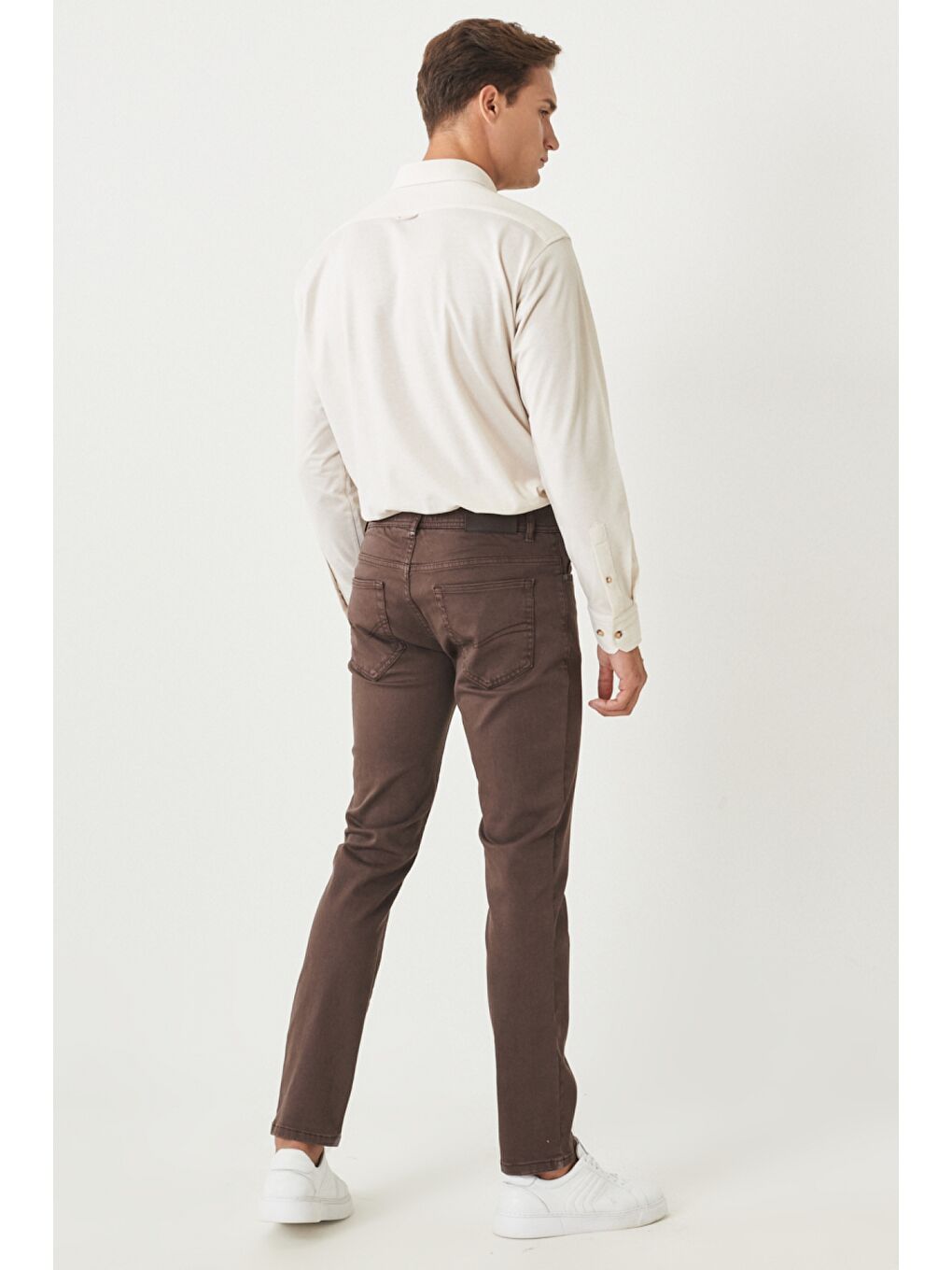Erkek Kahverengi 360 Derece Her Yöne Esneyen Rahat Slim Fit Pantolon-5