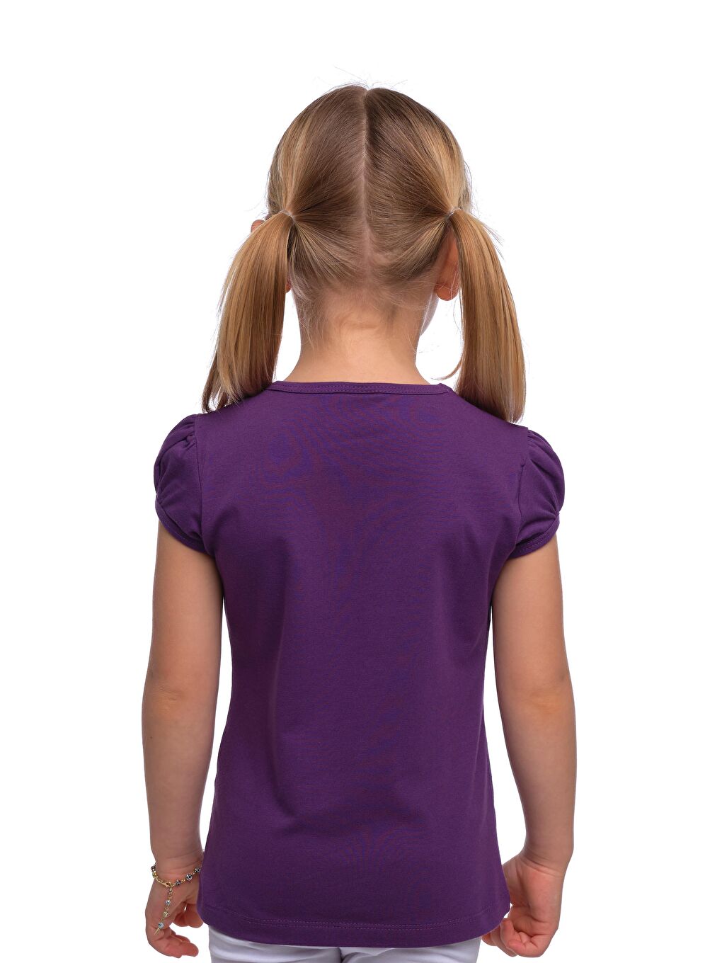 Mor Kız Çocuk Kısa Kollu Basıc Tişört-2
