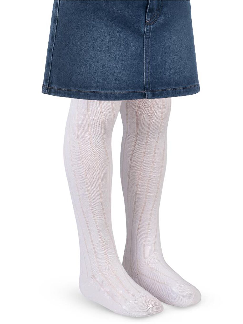 Girls Derbili Düz 3-11 Yaş Külotlu Çorap - Beyaz 9-10 Yaş