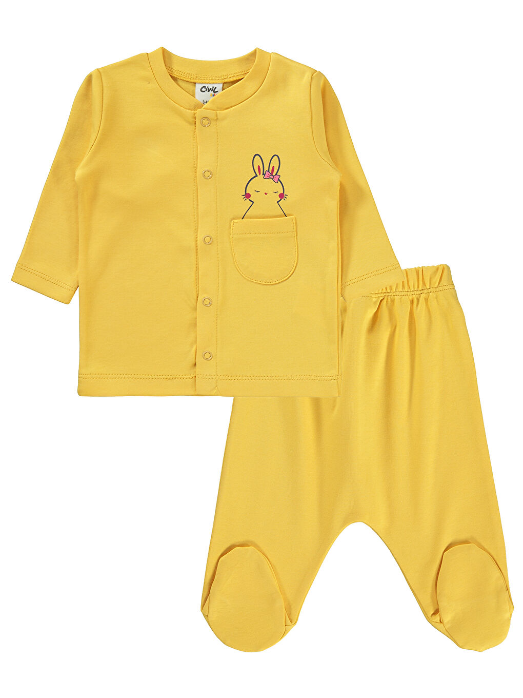 Civil A.Hardal Kız Bebek Pijama Takımı 1-6 Ay Hardal